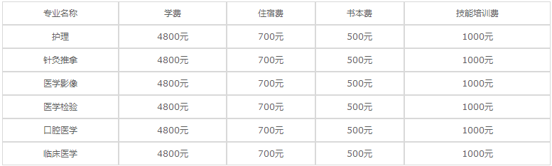 重庆卫生技工学校2020年各专业学费